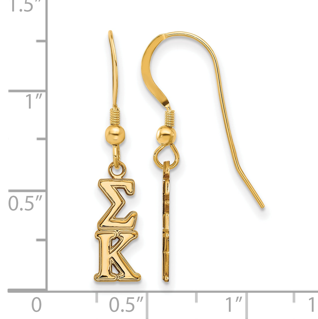 Vergoldet Sterlingsilber Logoart Sigma Kappa Extra Sorority Greek Buchstaben Klein Hängend Draht Ohrringe