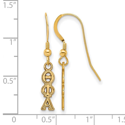 Vergoldet Sterlingsilber Logoart Theta Phi Alpha Extra Sorority Greek Buchstaben Klein Hängend Draht Ohrringe