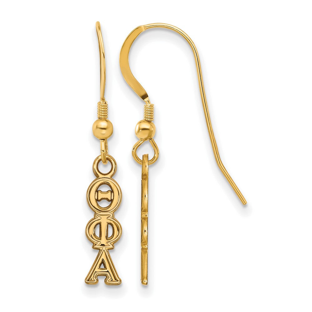 Vergoldet Sterlingsilber Logoart Theta Phi Alpha Extra Sorority Greek Buchstaben Klein Hängend Draht Ohrringe