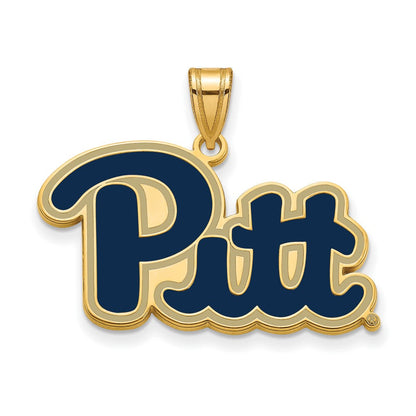 Vergoldet Sterlingsilber Logoart University Of Pittsburgh Groß Emailliert Anhänger