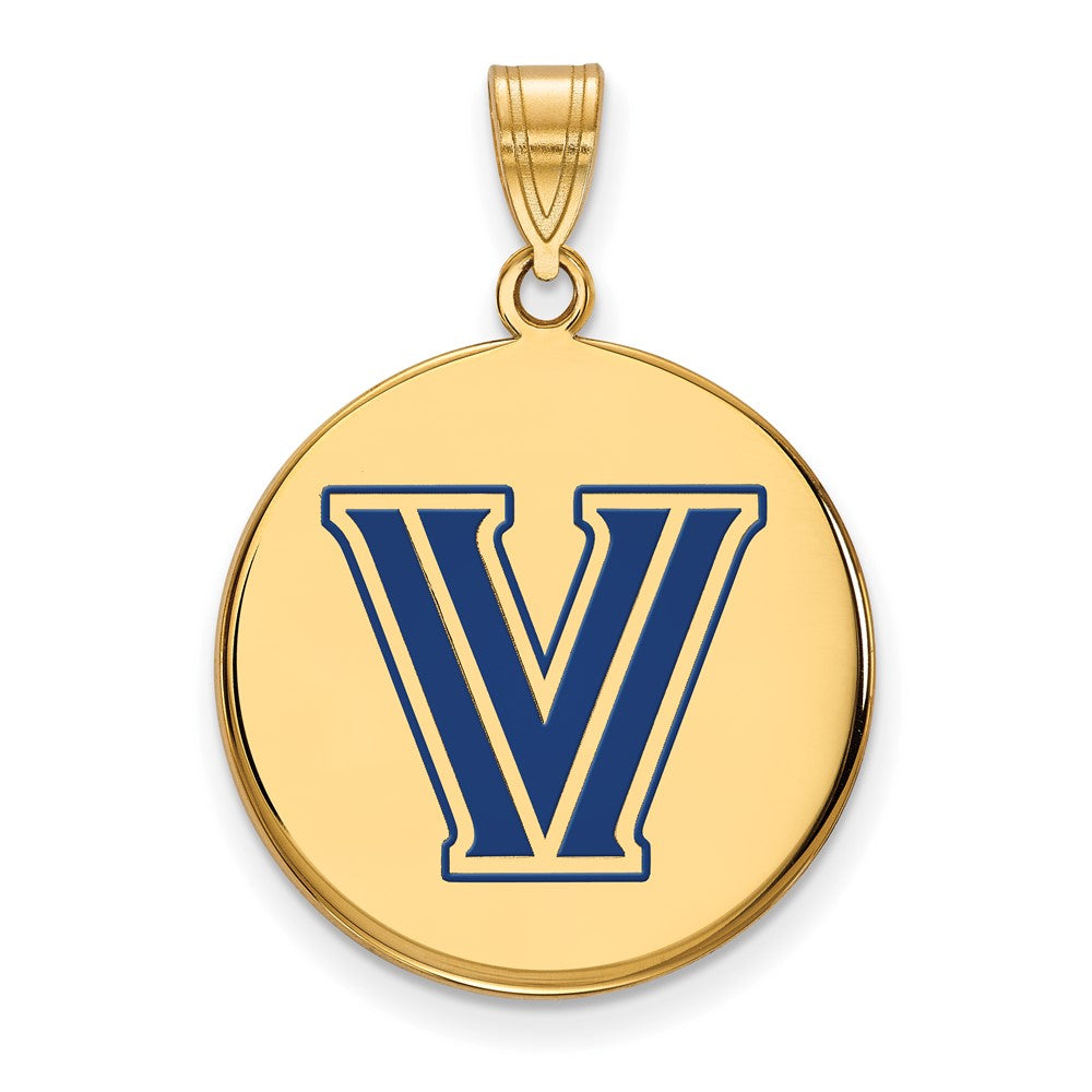 Vergoldet Sterlingsilber Logoart Villanova University Buchstabe V Groß Emailliert Plättchen Anhänger