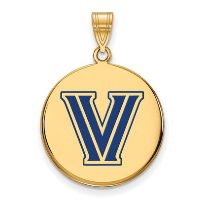 Vergoldet Sterlingsilber Logoart Villanova University Buchstabe V Groß Emailliert Plättchen Anhänger