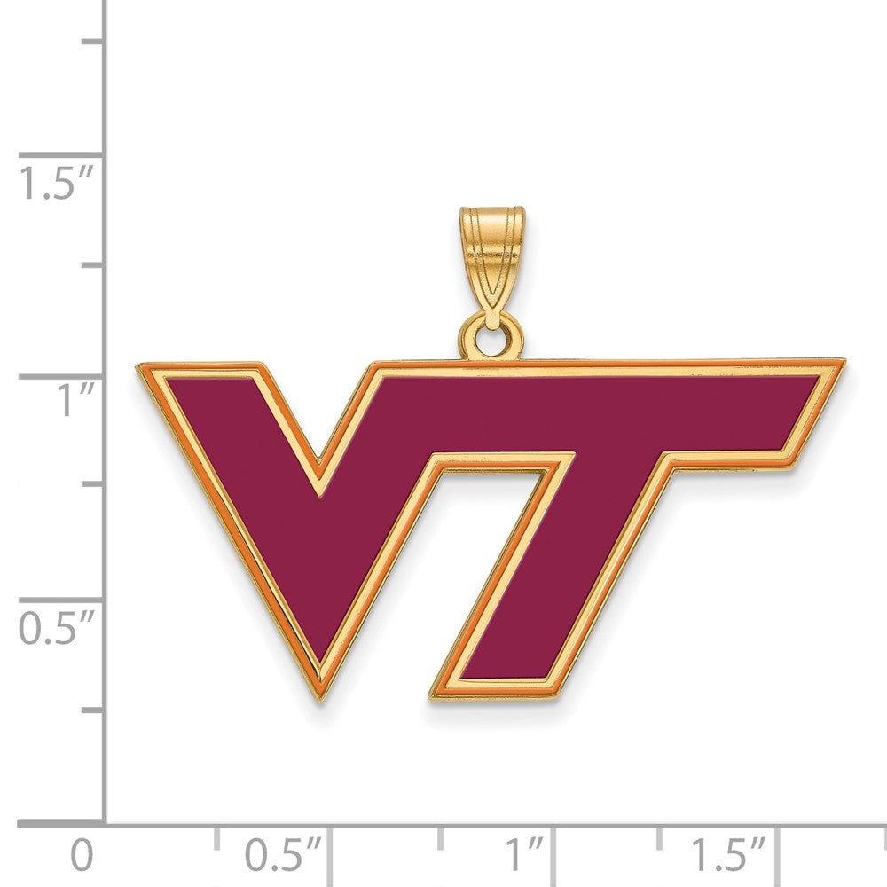 Vergoldet Sterlingsilber Logoart Virginia Tech V T Groß Emailliert Anhänger