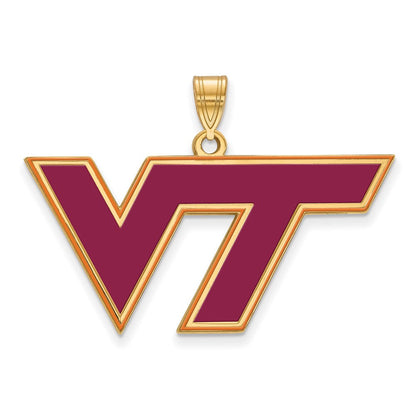 Vergoldet Sterlingsilber Logoart Virginia Tech V T Groß Emailliert Anhänger