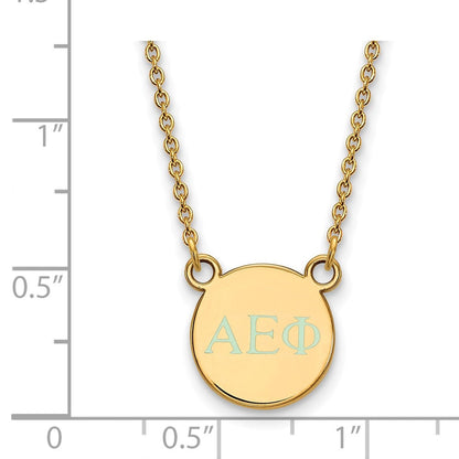 Vergoldet Sterlingsilber Logoart Alpha Epsilon Phi Sorority Greek Buchstaben Extra Klein Farbe Emaille Anhänger 18 Zoll Halskette
