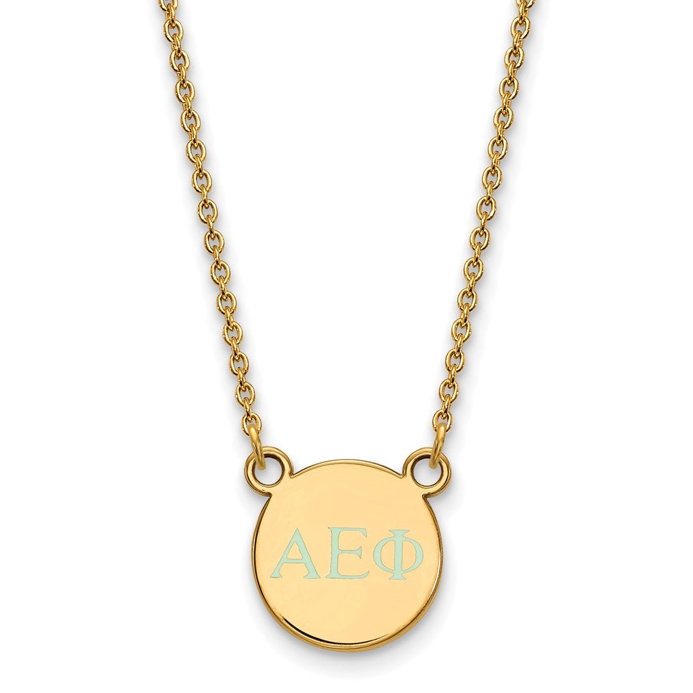 Vergoldet Sterlingsilber Logoart Alpha Epsilon Phi Sorority Greek Buchstaben Extra Klein Farbe Emaille Anhänger 18 Zoll Halskette