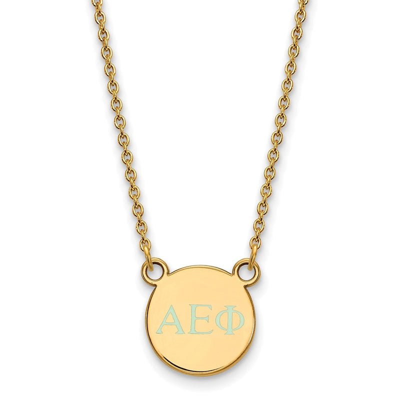Vergoldet Sterlingsilber Logoart Alpha Epsilon Phi Sorority Greek Buchstaben Extra Klein Farbe Emaille Anhänger 18 Zoll Halskette
