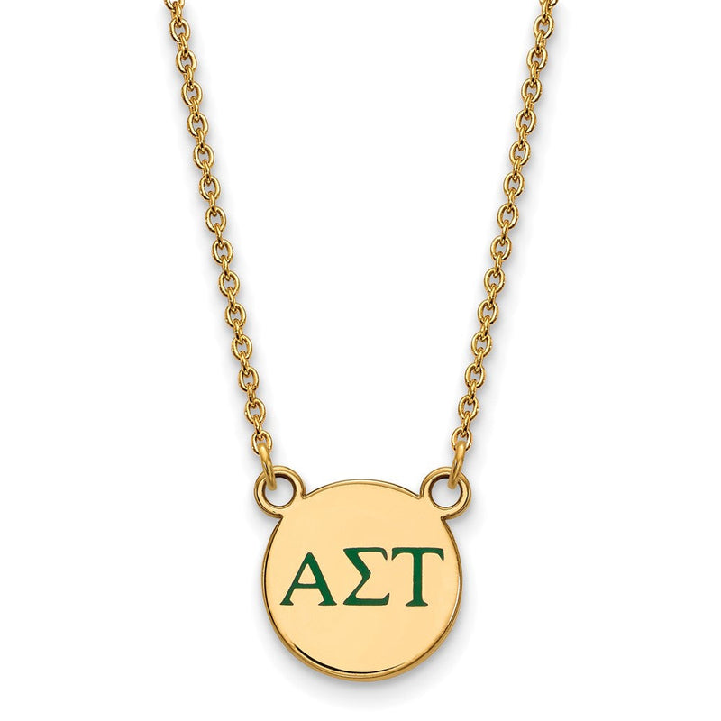 Vergoldet Sterlingsilber Logoart Alpha Sigma Tau Sorority Greek Buchstaben Klein Farbe Emaille Anhänger 18 Zoll Halskette