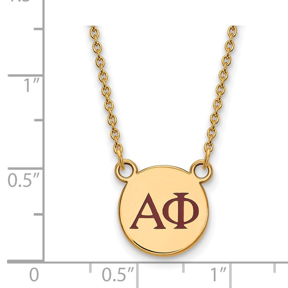 Vergoldet Sterlingsilber Logoart Alpha Phi Sorority Greek Buchstaben Klein Farbe Emaille Anhänger 18 Zoll Halskette