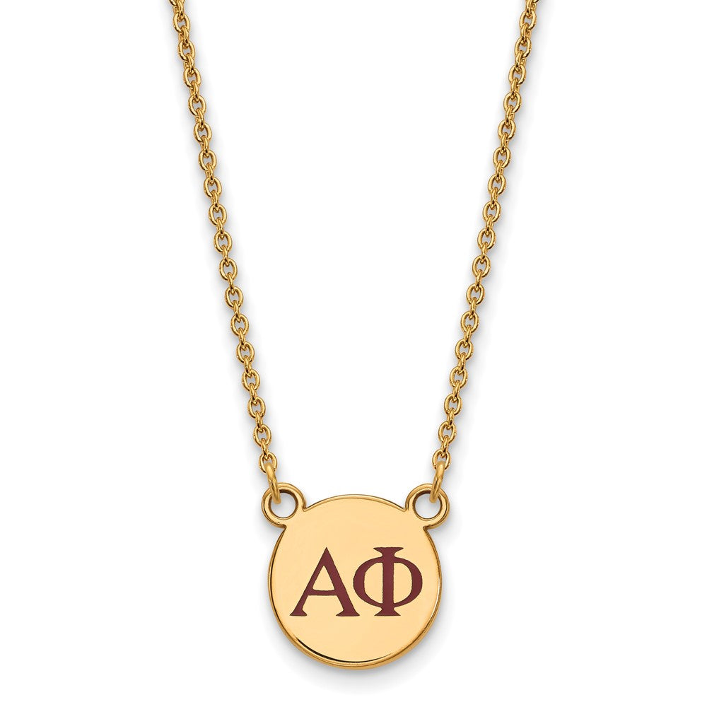Vergoldet Sterlingsilber Logoart Alpha Phi Sorority Greek Buchstaben Klein Farbe Emaille Anhänger 18 Zoll Halskette