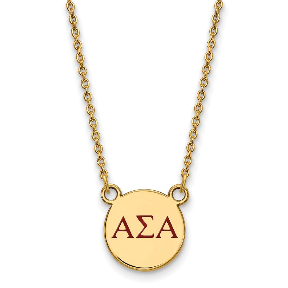 Vergoldet Sterlingsilber Logoart Alpha Sigma Sorority Greek Buchstaben Klein Farbe Emaille Anhänger 18 Zoll Halskette
