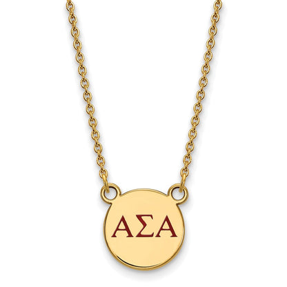 Vergoldet Sterlingsilber Logoart Alpha Sigma Sorority Greek Buchstaben Klein Farbe Emaille Anhänger 18 Zoll Halskette