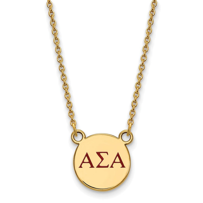 Vergoldet Sterlingsilber Logoart Alpha Sigma Sorority Greek Buchstaben Klein Farbe Emaille Anhänger 18 Zoll Halskette