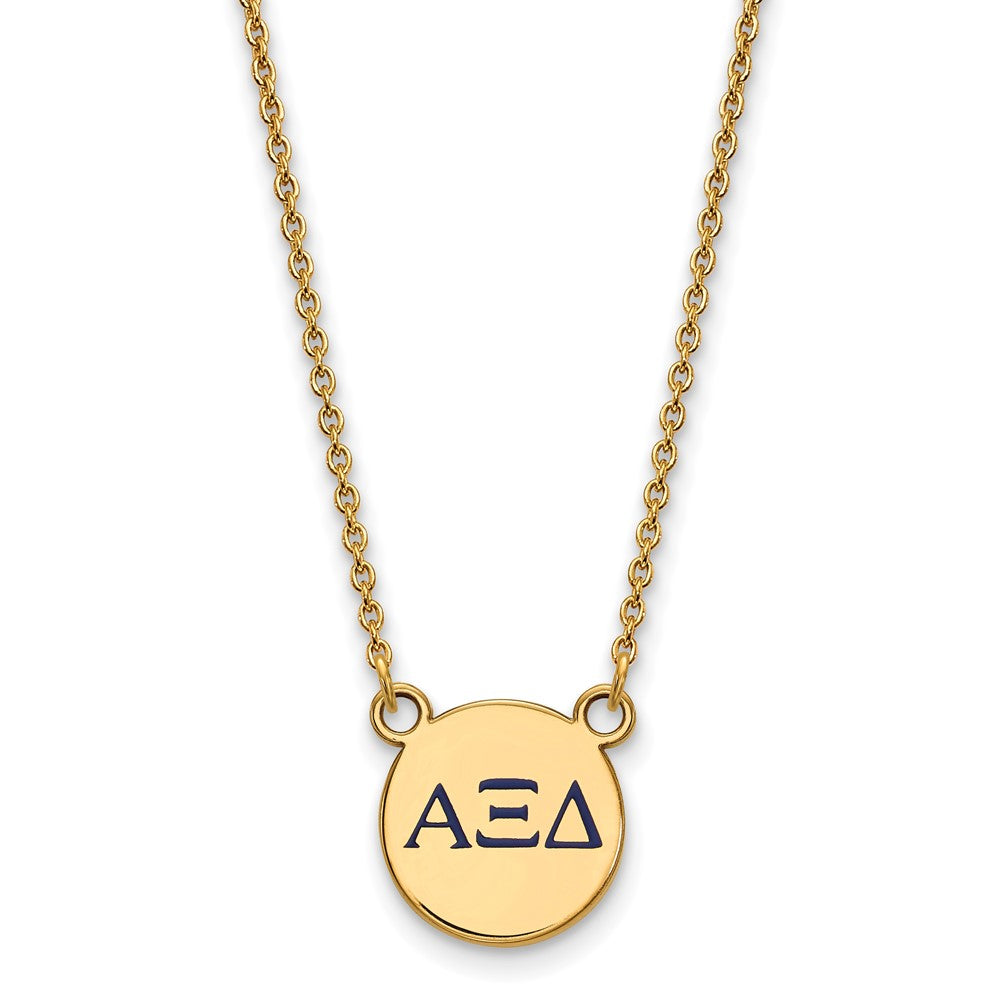 Vergoldet Sterlingsilber Logoart Alpha Xi Delta Sorority Greek Buchstaben Extra Klein Farbe Emaille Anhänger 18 Zoll Halskette