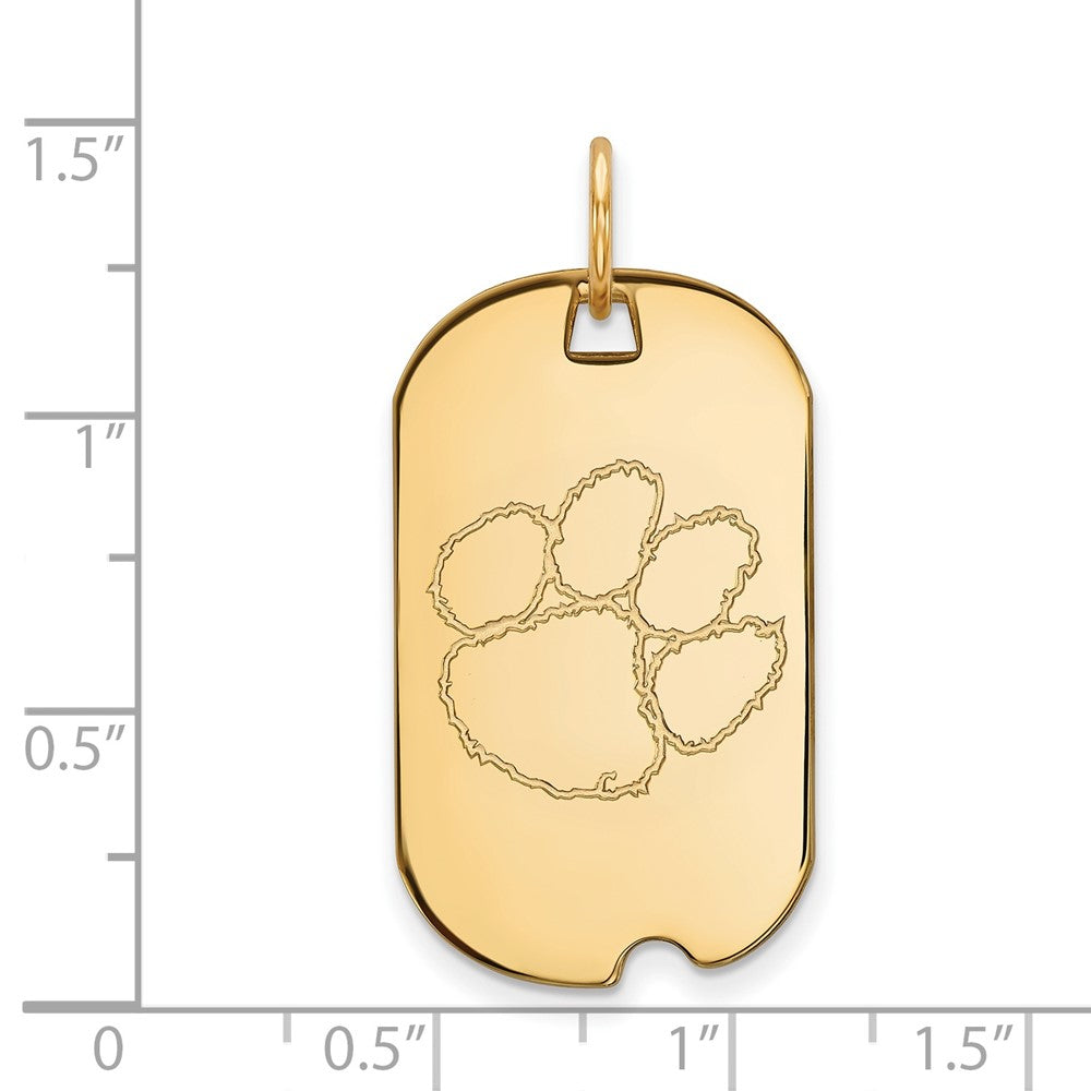 10K Gelbgold Logoart Clemson University Tiger Paw Klein Erkennungsmarke Anhänger