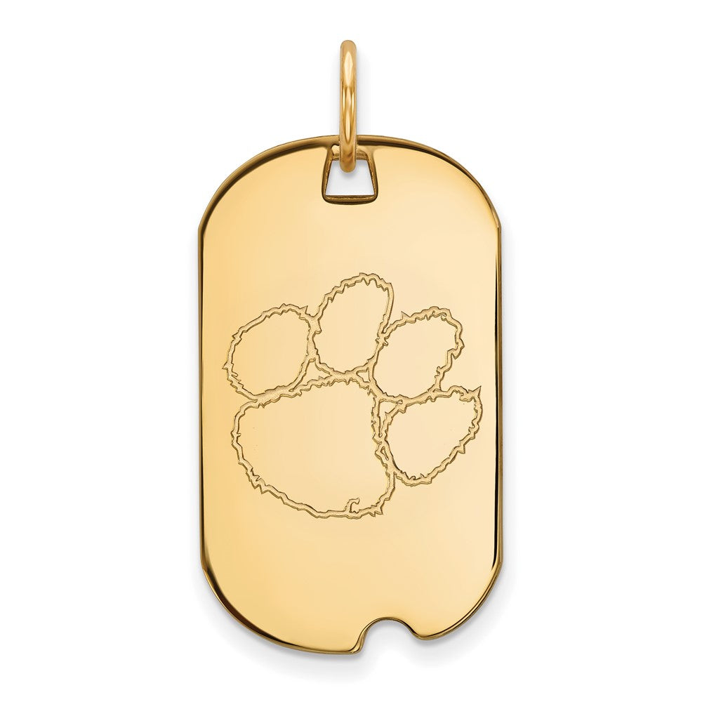 10K Gelbgold Logoart Clemson University Tiger Paw Klein Erkennungsmarke Anhänger