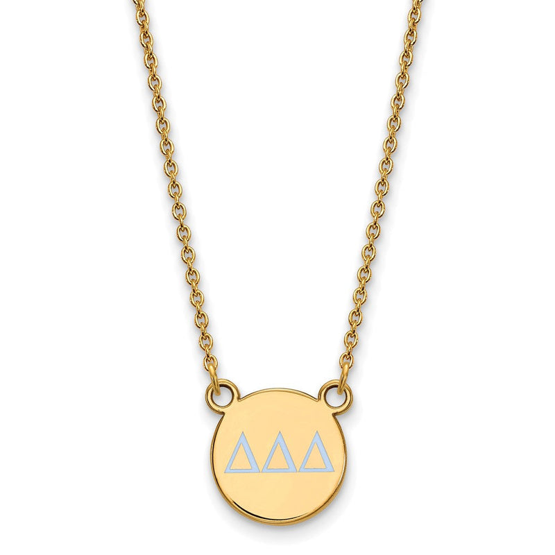 Vergoldet Sterlingsilber Logoart Delta Sorority Greek Buchstaben Klein Farbe Emaille Anhänger 18 Zoll Halskette