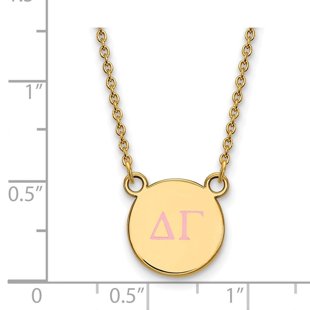 Vergoldet Sterlingsilber Logoart Delta Gamma Sorority Greek Buchstaben Klein Farbe Emaille Anhänger 18 Zoll Halskette
