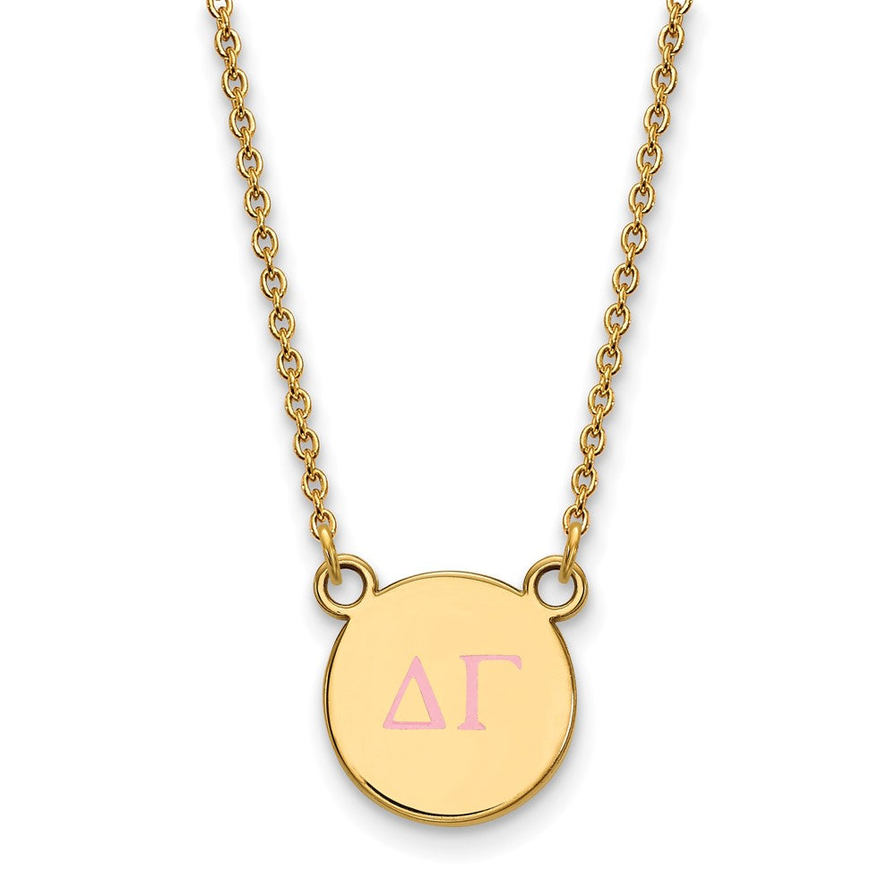 Vergoldet Sterlingsilber Logoart Delta Gamma Sorority Greek Buchstaben Klein Farbe Emaille Anhänger 18 Zoll Halskette