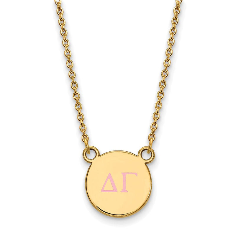 Vergoldet Sterlingsilber Logoart Delta Gamma Sorority Greek Buchstaben Klein Farbe Emaille Anhänger 18 Zoll Halskette