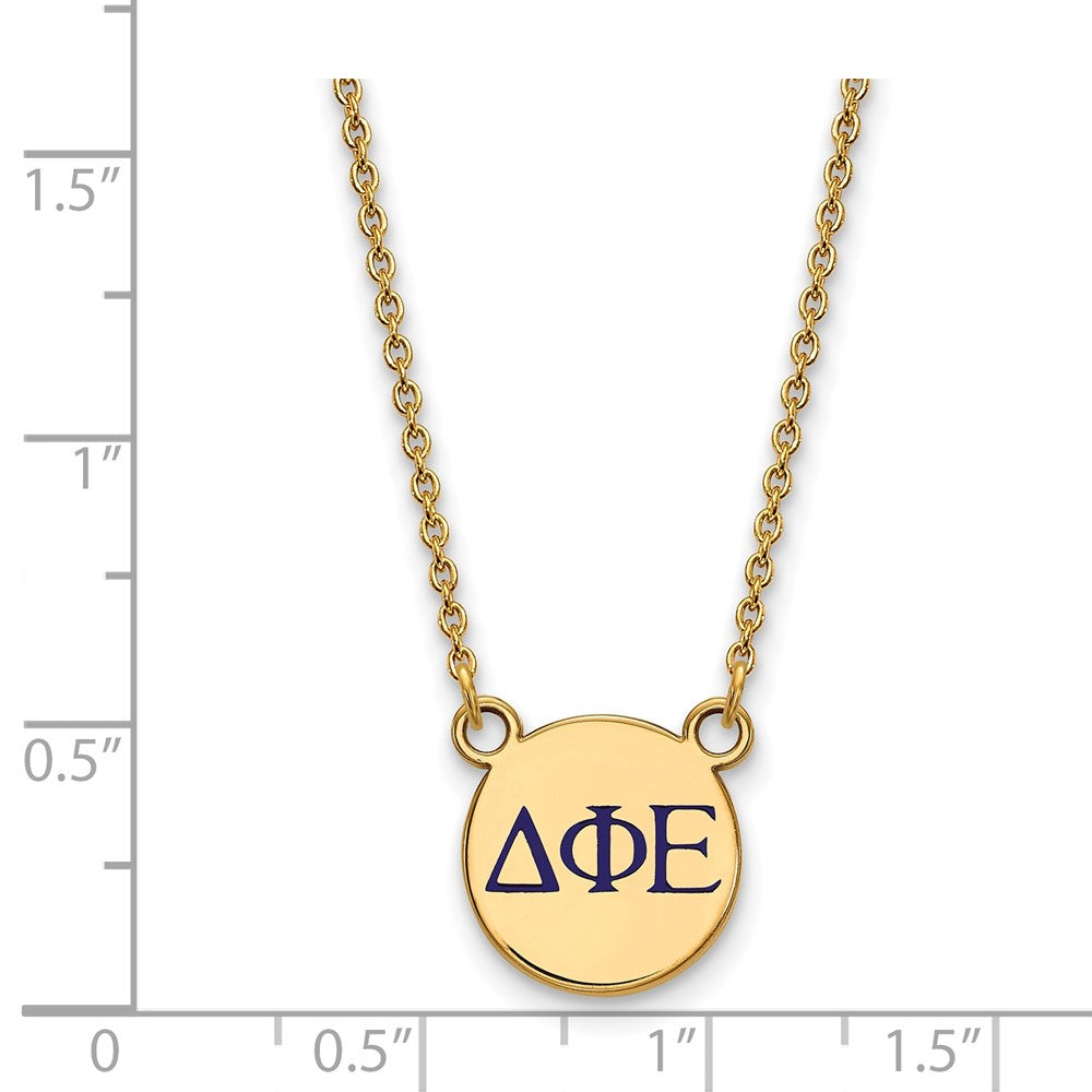 Vergoldet Sterlingsilber Logoart Delta Phi Epsilon Sorority Greek Buchstaben Klein Farbe Emaille Anhänger 18 Zoll Halskette