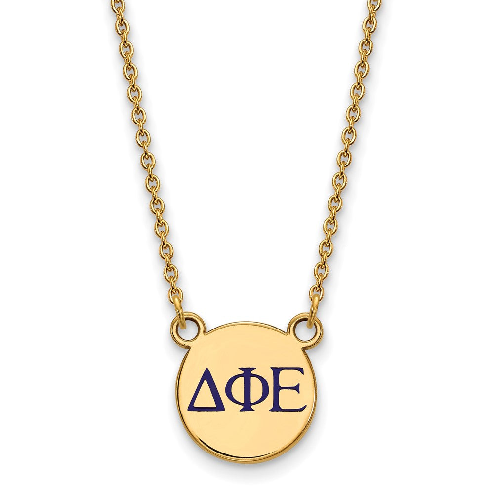 Vergoldet Sterlingsilber Logoart Delta Phi Epsilon Sorority Greek Buchstaben Klein Farbe Emaille Anhänger 18 Zoll Halskette