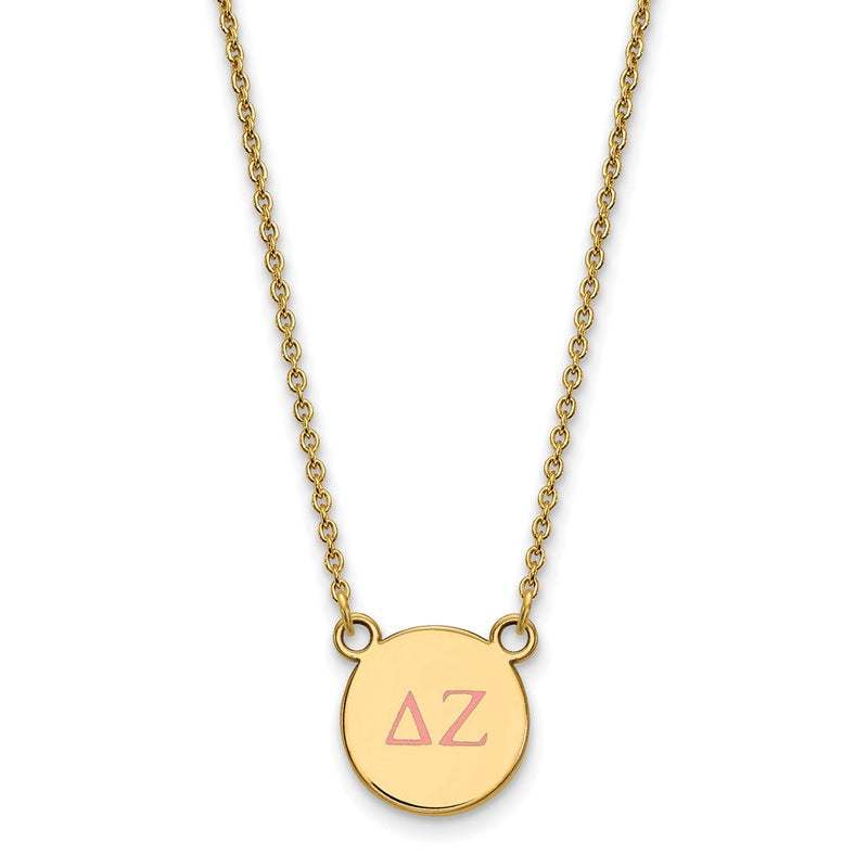 Vergoldet Sterlingsilber Logoart Delta Zeta Sorority Greek Buchstaben Klein Farbe Emaille Anhänger 18 Zoll Halskette