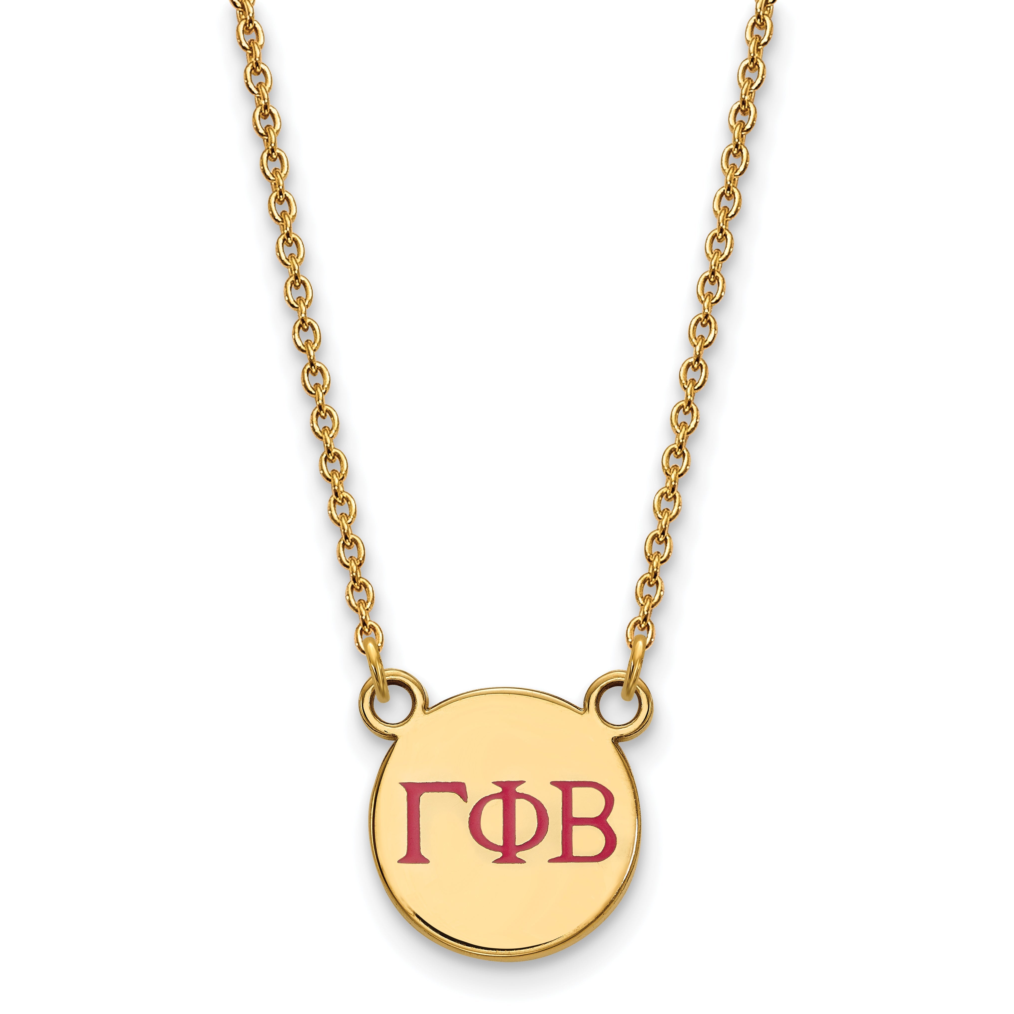Vergoldet Sterlingsilber Logoart Gamma Phi Beta Sorority Greek Buchstaben Klein Farbe Emaille Anhänger 18 Zoll Halskette