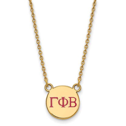 Vergoldet Sterlingsilber Logoart Gamma Phi Beta Sorority Greek Buchstaben Klein Farbe Emaille Anhänger 18 Zoll Halskette