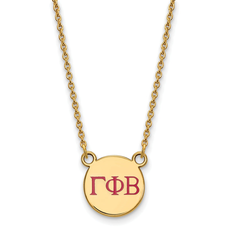 Vergoldet Sterlingsilber Logoart Gamma Phi Beta Sorority Greek Buchstaben Klein Farbe Emaille Anhänger 18 Zoll Halskette