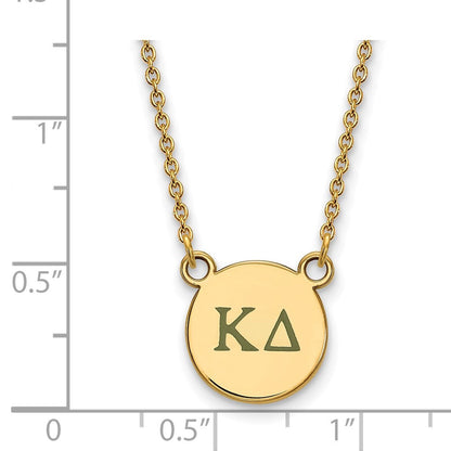 Vergoldet Sterlingsilber Logoart Kappa Delta Sorority Greek Buchstaben Klein Farbe Emaille Anhänger 18 Zoll Halskette