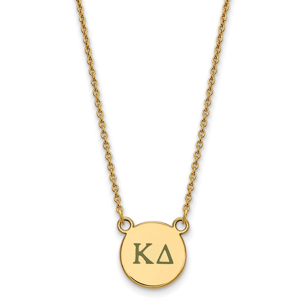 Vergoldet Sterlingsilber Logoart Kappa Delta Sorority Greek Buchstaben Klein Farbe Emaille Anhänger 18 Zoll Halskette