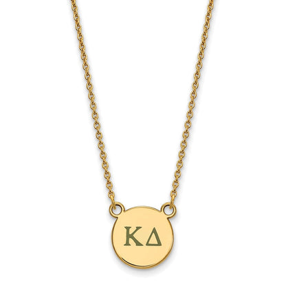 Vergoldet Sterlingsilber Logoart Kappa Delta Sorority Greek Buchstaben Klein Farbe Emaille Anhänger 18 Zoll Halskette