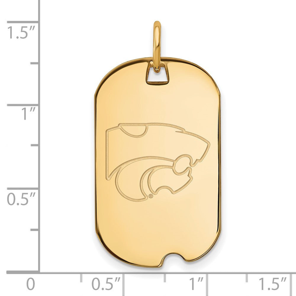 10K Gelbgold Logoart Kansas State University Wildkatze Klein Erkennungsmarke Anhänger