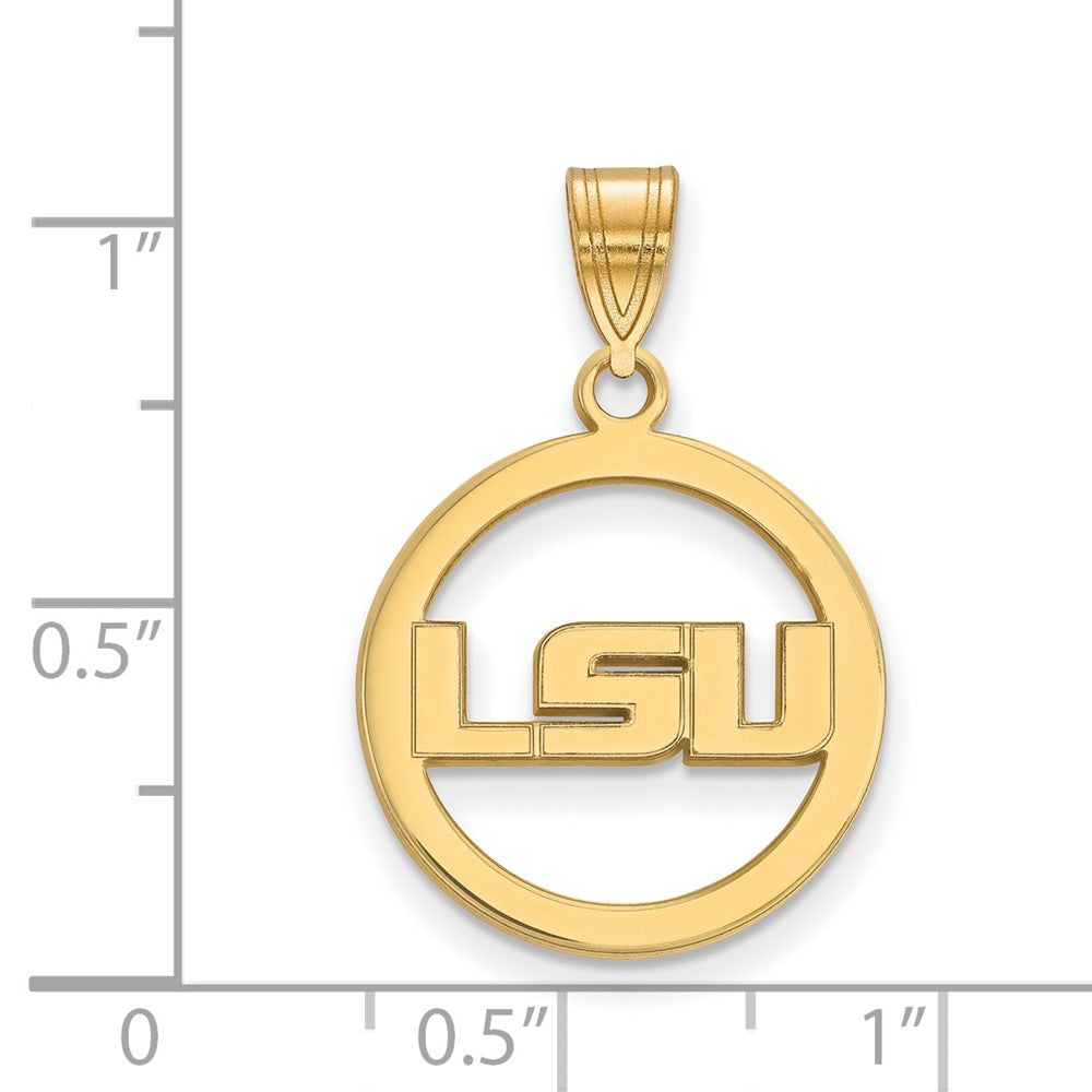 Vergoldet Sterlingsilber Logoart Louisiana State University L S U Mittel Kreis Anhänger