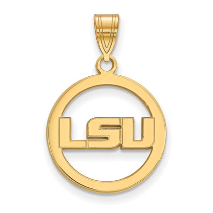 Vergoldet Sterlingsilber Logoart Louisiana State University L S U Mittel Kreis Anhänger