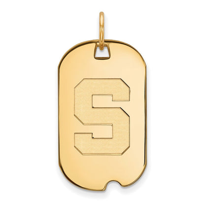 10K Gelbgold Logoart Michigan State University Buchstabe S Klein Erkennungsmarke Anhänger