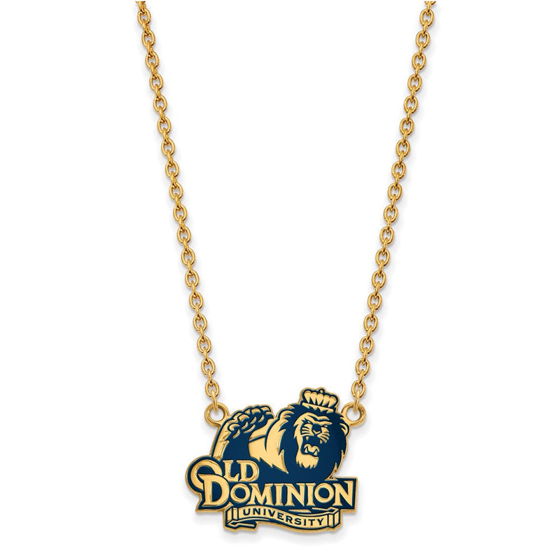 Vergoldet Sterlingsilber Logoart Old Dominion University Groß Emailliert Anhänger 18 Zoll Halskette