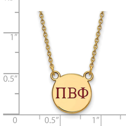 Vergoldet Sterlingsilber Logoart Pi Beta Phi Sorority Greek Buchstaben Klein Farbe Emaille Anhänger 18 Zoll Halskette