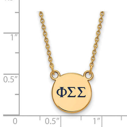 Vergoldet Sterlingsilber Logoart Phi Sigma Sorority Greek Buchstaben Klein Farbe Emaille Anhänger 18 Zoll Halskette