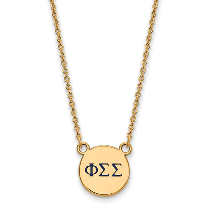Vergoldet Sterlingsilber Logoart Phi Sigma Sorority Greek Buchstaben Klein Farbe Emaille Anhänger 18 Zoll Halskette
