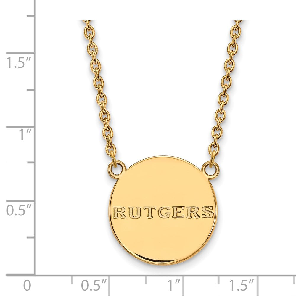 Vergoldet Sterlingsilber Logoart Rutgers University Groß Plättchen Anhänger 18 Zoll Halskette
