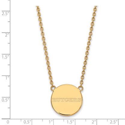 Vergoldet Sterlingsilber Logoart Rutgers University Groß Plättchen Anhänger 18 Zoll Halskette