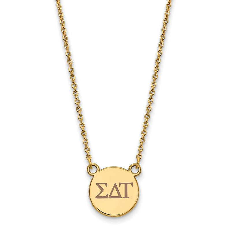 Vergoldet Sterlingsilber Logoart Sigma Delta Tau Sorority Greek Buchstaben Klein Farbe Emaille Anhänger 18 Zoll Halskette