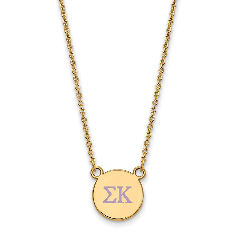 Vergoldet Sterlingsilber Logoart Sigma Kappa Sorority Greek Buchstaben Klein Farbe Emaille Anhänger 18 Zoll Halskette