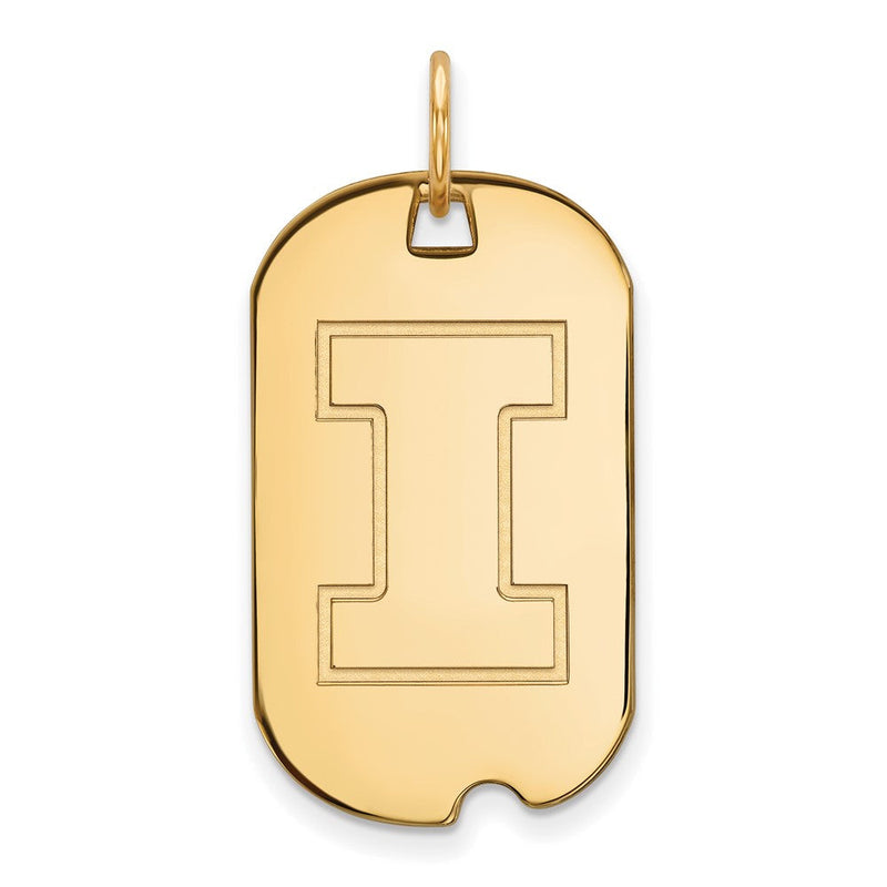 14K Gelbgold Logoart University Of Illinois Buchstabe I Klein Erkennungsmarke Anhänger