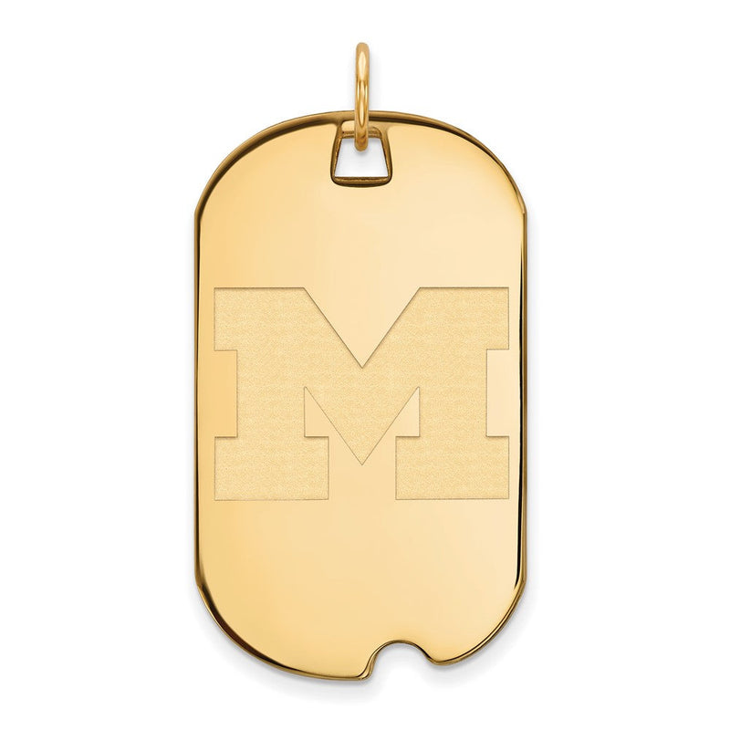 10K Gelbgold Logoart University Of Michigan Buchstabe M Groß Erkennungsmarke Anhänger