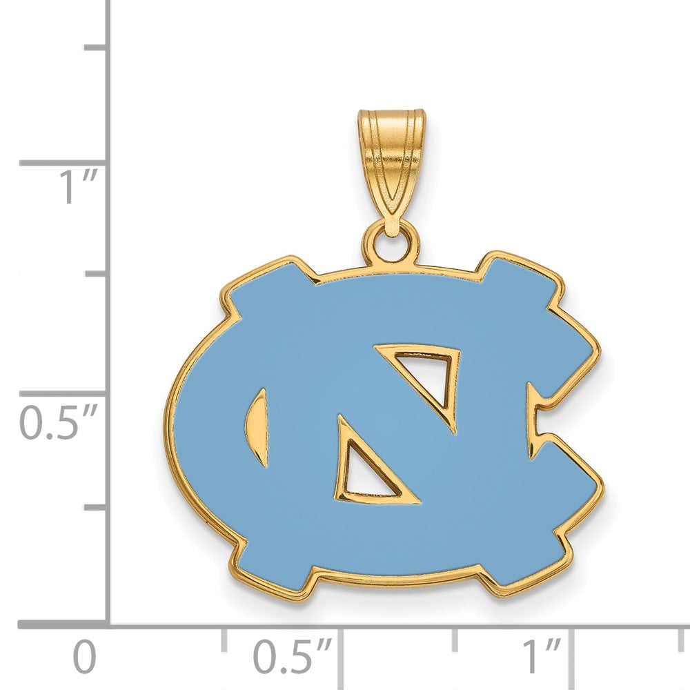 Vergoldet Sterlingsilber Logoart University Of North Carolina N C Groß Emailliert Anhänger