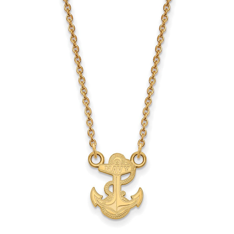 10K Gelbgold Logoart Us Naval Akademie Anker Klein Anhänger 18 Zoll Halskette