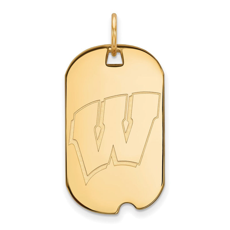 10K Gelbgold Logoart University Of Wisconsin Buchstabe W Klein Erkennungsmarke Anhänger